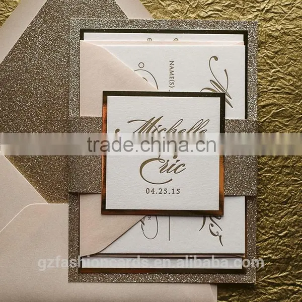 Wholesale Silver Envelope Wedding Invitation Card Glitter Quality Choice photo-2