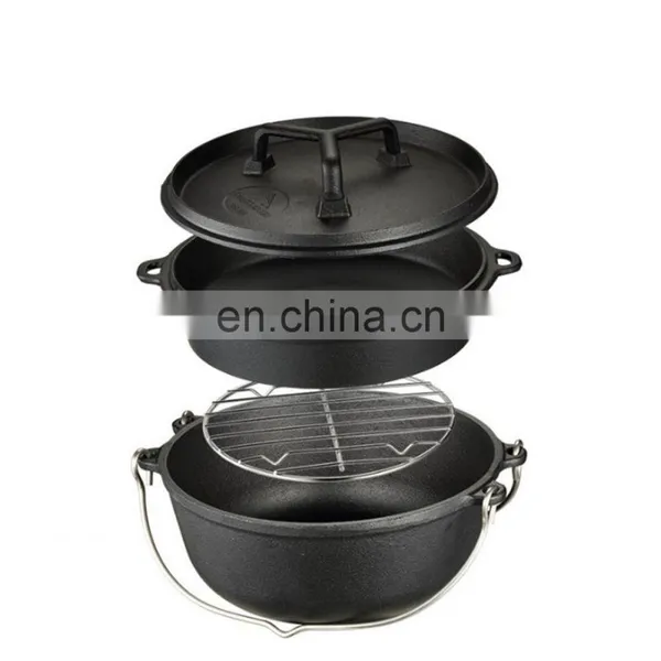 Export Cast Iron Stew Old-Fashioned Traditional Cast Iron Stew Dutch Double Ear Soup Uncoated Non-Stick Pot photo-5