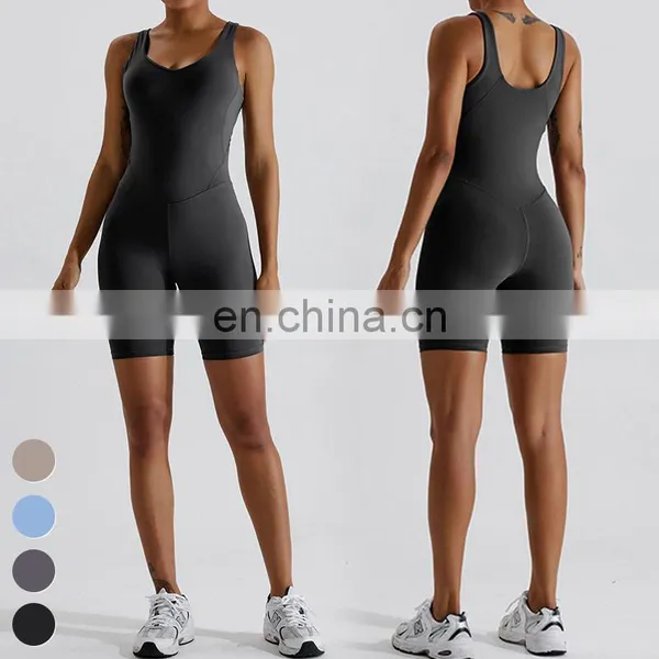 Custom Workout Wear Sport Outdoor Running Quick Dry Rompers Bodysuit Gym Fitness Jumpsuits One Piece Yoga Jumpsuit For Women photo-5