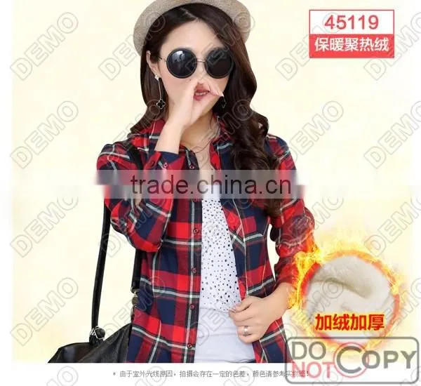 Fashion Casual Yarn-dyed Plaid Long-sleeve Ladies' Shirt photo-4