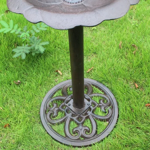 Cast Iron Standing Bird Bath Bird Feeder High Pole Bird Food Bath photo-5