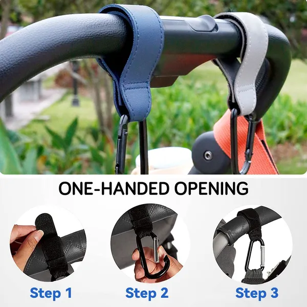 Rotatable Cart Organizer Stroller Accessories Pram Hook Leather Baby Bag Stroller Hook Stroller Buggy Hook Hang Carabiner Clip photo-4