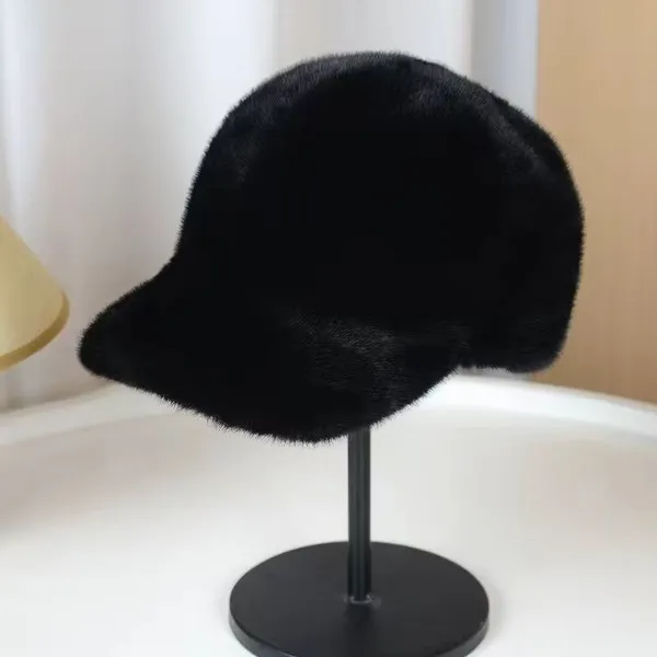 Women's Faux Fur Baseball Cap photo-5