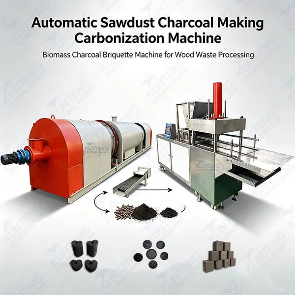 Automatic Sawdust Charcoal Making Carbonization Machine, Biomass Charcoal Briquette Machine for Wood Waste Processing EPC