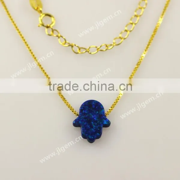 JL Gems Synthetic Hamsa Opal Pendant 925 Silver 18K Gold Plated Nesklace For Factory Price photo-6