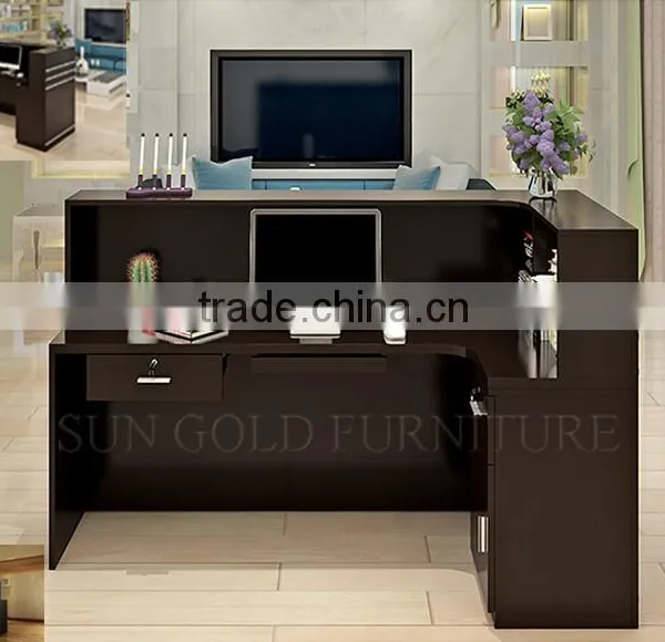 Black Wooden Used Reception Counters Modern Front Desk Design (SZ-RTB006-2) photo-6