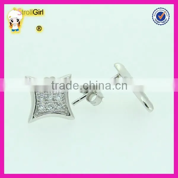 Hot Sale 925 Sterling Silver Stude Earring Clear CZ Stone Pave Silver Earring photo-2