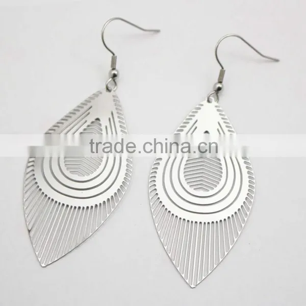 2016 New Arrival Charm Stainless Steel Leaf Earrings photo-3