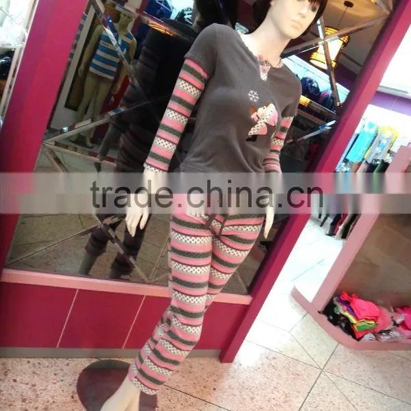 Cute Girl Draw String Pants Color Blocking Pajamas Women photo-3