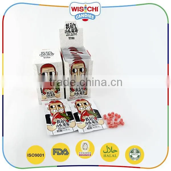 Good Quality Sour Strawberry Flavored Cube Shaped Gelatin Candy