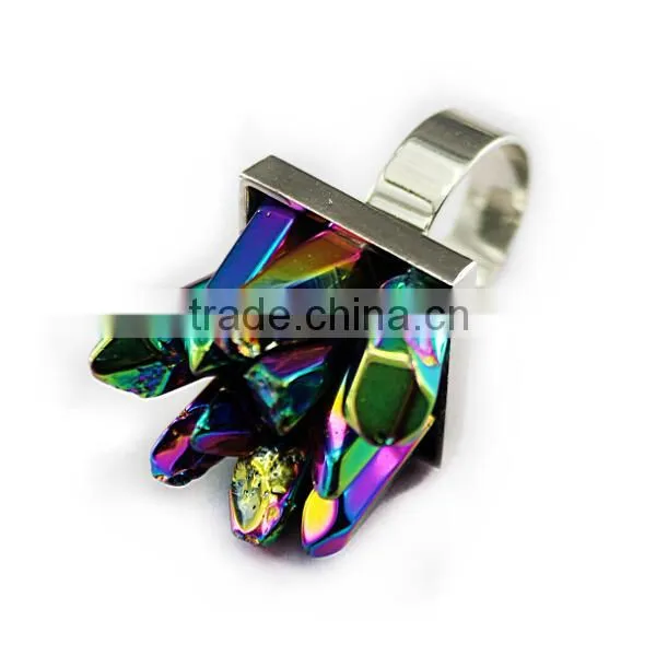Crystal Quartz Colorful Crystal Point Ring photo-4