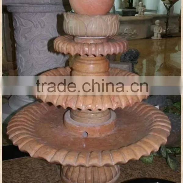 Multicolor Red Granite Ball Fountain 3 Layers From TMG-factory
