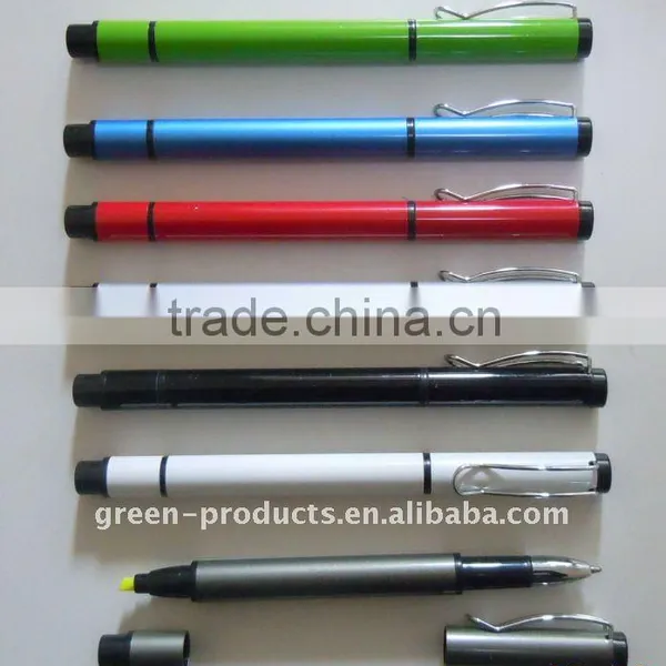 Recycled Metal Aluminum Highlighter Pen and Ball Pen (TPA001) Quality Choice