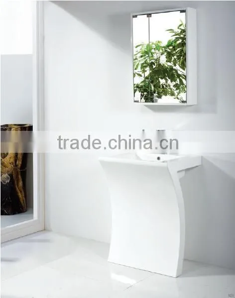 Wholesales Marble Wash Basin Price Free Standing Solid Surface Pedestal Wash Basin photo-2