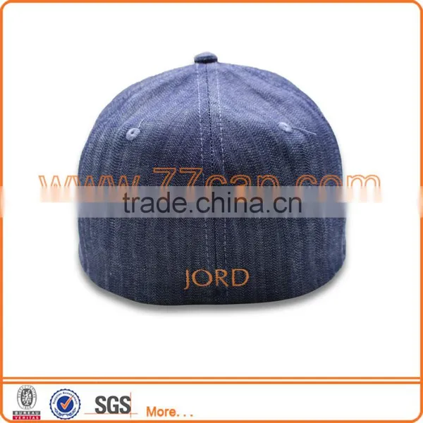 Fitted Embroidered Baseball Cap Hat in Jeans Fabric photo-2