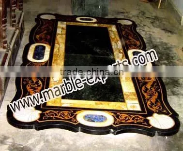 Natural Black Inlay Marble Table Top, Marble Inlay Dining Table Top photo-2