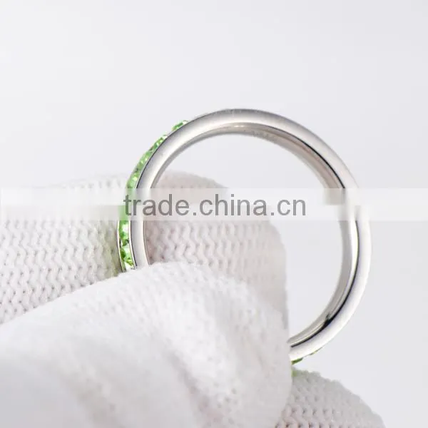 316L Stainless Steel Peridot Green Cubic Zirconia CZ Eternity Wedding 4MM Band Ring photo-3