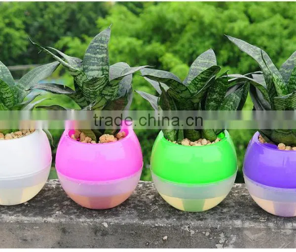 New Design Colored Plastic Plant Pots, Self Watering Flower Pots