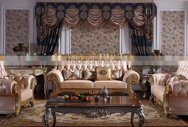 Luxury Palace Noble Living Room Furniture Solid Wood Hand Carved Genuine Leather Sofa Set photo-5