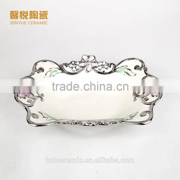 Hotel Used Dinnerware Porcelain Plates,deep Fruit Plate Golden Porcelain photo-3