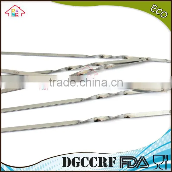 NBRSC New 10 Pcs Stainless Steel BBQ Barbecue Cooking Kebab Flat Skewers Needle Fork photo-4