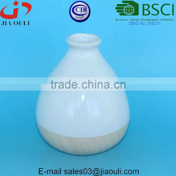 White Glazed With Wooden Bottom Chinese Ceramic Vase for Decoration photo-3