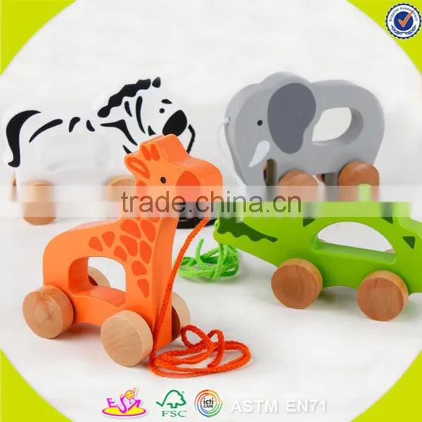 Wholesale Popular Wooden Animal Drag Toys New Creative Animal Wooden Drag Toys W05B085 photo-3