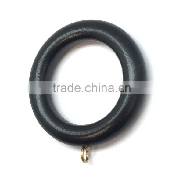 ID45mm/OD70mm Circle Wood Curtain Rod Ring With Screw Eyelet, Black Wood photo-3