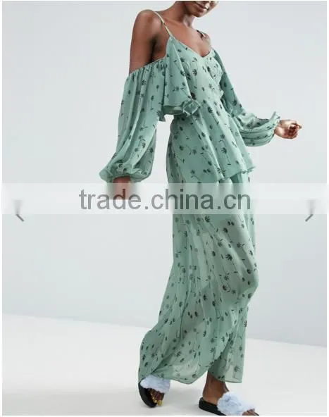 Women Clothing/women Dresses/Cold Shoulder Maxi Dress In Ditsy Floral