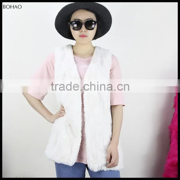 New Stylish Beautiful Knitted Women Rabbit Fur Vest photo-3