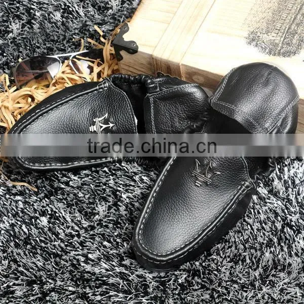 Top Layer Leather Soft Casual Shoes for Men Fashion Have Sample, Full Grain Cow Leather Peas Shoes Casual for Male photo-2