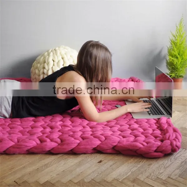 Fashion Simplicity Style Woolen Blanket Super Soft Coarse Wool Air-conditioning Blanket for Sofa Nap Blanket photo-3