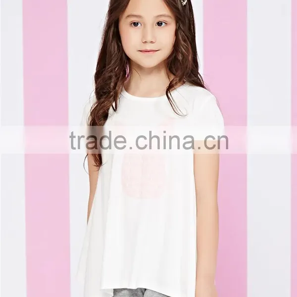 China Wholesale Girl's Long Style Print Pattern t Shirt Made in China photo-5