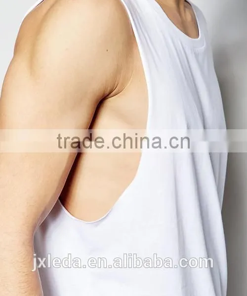 Wholesale Sleeveless Scoop Neck Dropped Armhole Plain T-shirt, Men Summer White Tank Top Custom photo-3