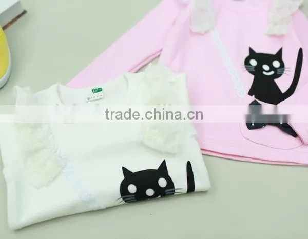 Cartoon Cat Print Children Long Sleeve Lovely Kids Brand t Shirt photo-3
