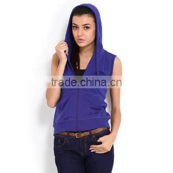Newest Style Cotton Females Sleeveless Gym Hoodie Cheap photo-5