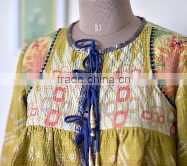 Beautiful Kantha Kediyu Style Jacket in Vintage Colors ~ Medium photo-3