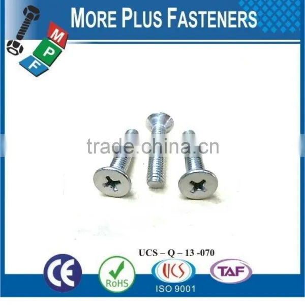 Made in Taiwan Slotted Crossed Hexagon Socket Drive Undercut Flat Head or Button Head Zinc Finish Steel Machine Screw photo-4