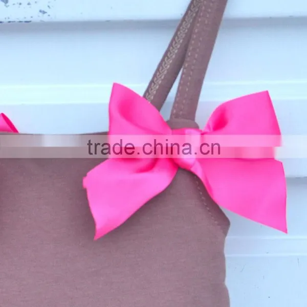 2016 Fashion Wholesale Clothes Baby Girls Lace Trimmings Boutique Outfits Sleeveless Bow Cotton Romper Sets photo-2