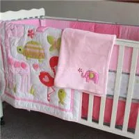 Flamingo Family Pink Animal Design Baby Girl Comforter Set Crib Bedding