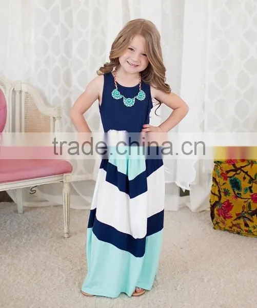 Mommy and me Maxi Dresses Strip Dresses Blue and White Long Dresses photo-3