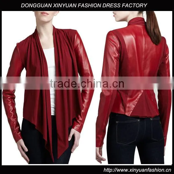 Sexy Drape Front Lambskin Leather Jacket