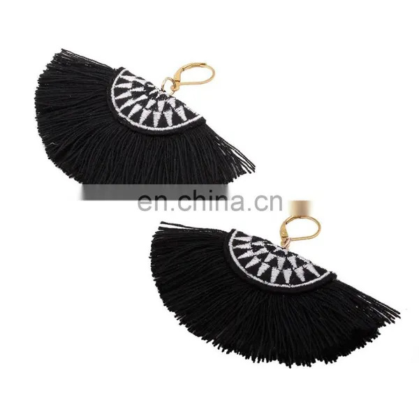Hot Sales Big Black Semicircle Tribal Embroidery Earrings photo-2