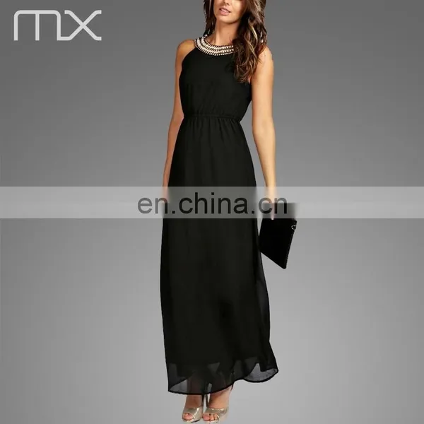 Fashionable Black Women Evening Dress Nice Sleeveless Skirt photo-2