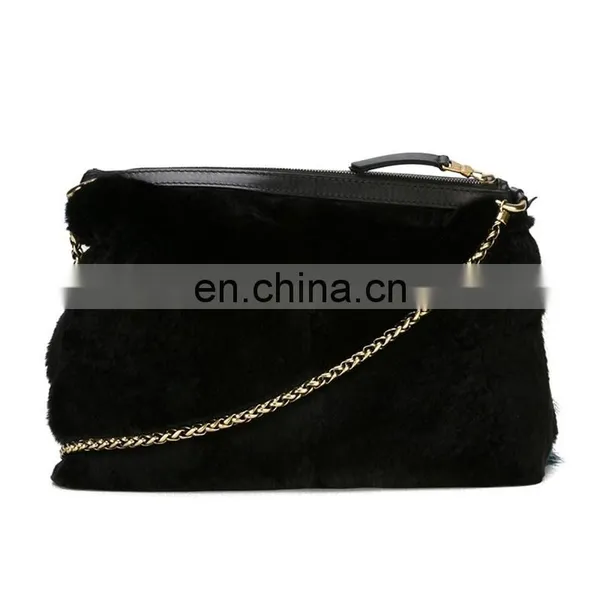 Classy Ladies Colorful Fox and Black Rabbit Fur Shoulder Bag photo-3