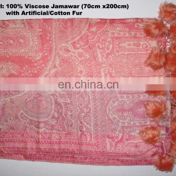 Paiseley Design Shawl With Fur Balls in Mexico photo-6