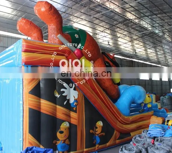 Inflatable Bear Camp Toboggan / Special Design Gonfiabile Water Slide With Pool photo-2