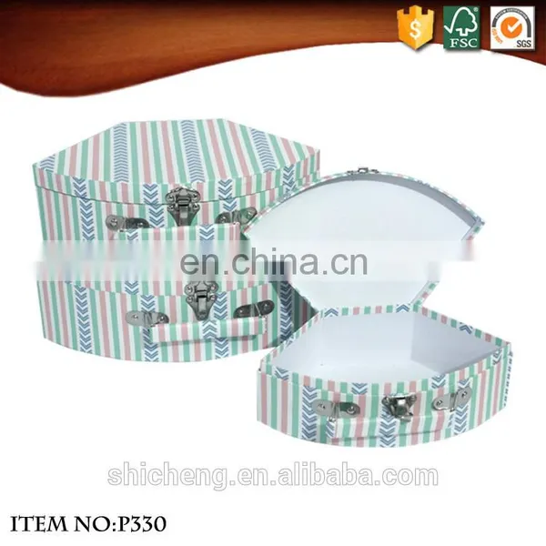 Kids Printed Paper Cardboard Storage Suitcase Box With Handle photo-6