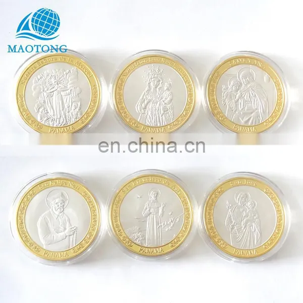 Wholesale Cheap Custom Fake Gold and Silver Metal Religion Catholicism Commemorative Coin High Quality Souvenir Coins With Box photo-2