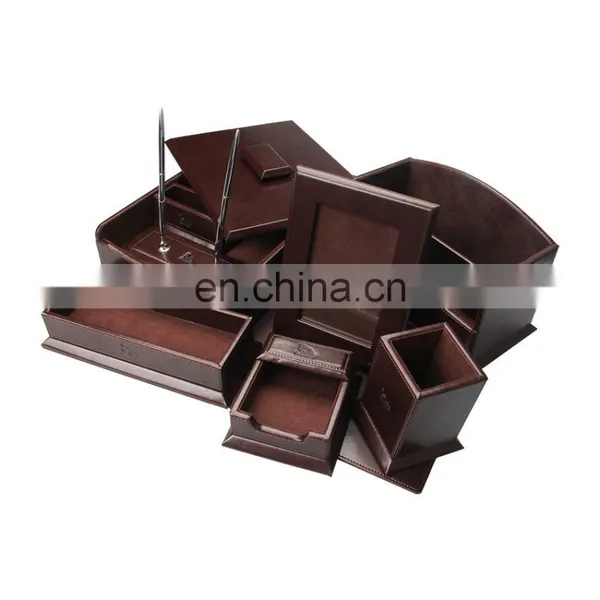2017 Promotion Luxury MDF Desk Set Office Leather Stationery Set photo-2